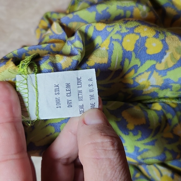 Silk Tova Celine Midi Vintage Skirt Floral Yello Size Medium  90s - Picture 5 of 11